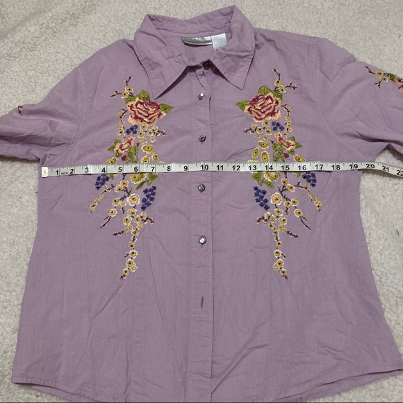 Draper’s & Damon’s embroidered long sleeve western style button down shirt - Picture 4 of 8